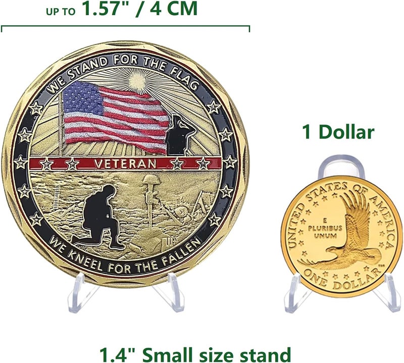 LRANFOW Challenge Coin Display Stand Coin Holder, 25 PCS 1.4" Acrylic Stands for Display Coins Easel Trading Cards Challenge Medals Casino Chips or Other Small Items at Museum Home Decoration Birthdays Tables - Image 2